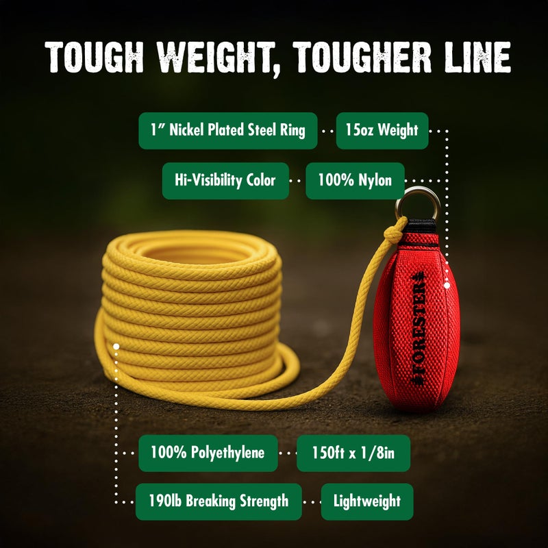 FORESTER 15oz Professional Throw Line Kit with Storage Bag | 150ft Polyethylene Throw Line, Arborist Throw Weight, and Throw Bag - Image 3